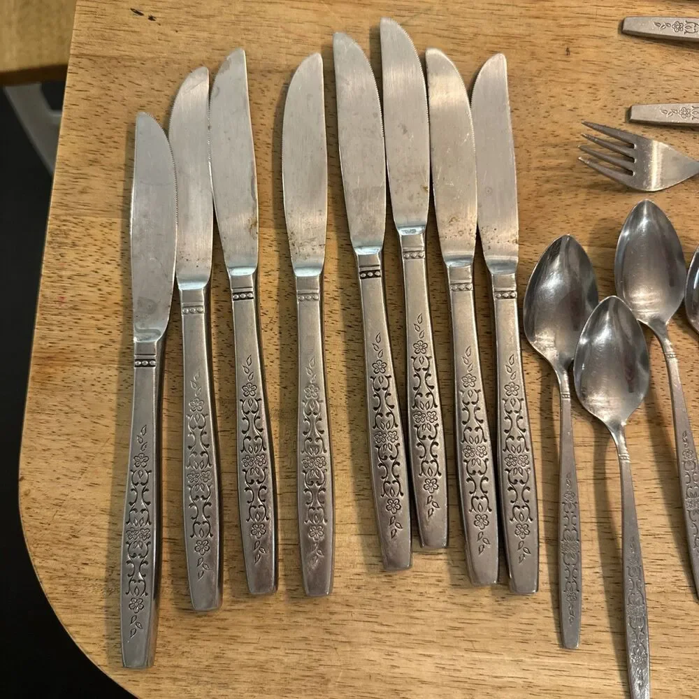 Townecraft Stainless MCM Cutlery Forks Knives Spoons Stainless Mid Century